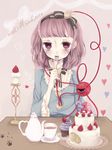  bad_id bad_pixiv_id bangs bob_cut bow cake dated eating eyelashes food hair_bow heart heart-shaped_pupils komeiji_satori pink_eyes pink_hair renka913 solo symbol-shaped_pupils third_eye touhou 