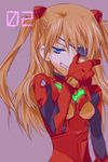  blue_eyes bodysuit brown_hair evangelion:_3.0_you_can_(not)_redo eyepatch grin hair_ornament ichimatsu_shiro long_hair neon_genesis_evangelion plugsuit rebuild_of_evangelion shikinami_asuka_langley smile solo souryuu_asuka_langley 