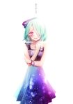  aqua_hair dress hair_over_one_eye houjou_cosmo irua pretty_(series) pretty_rhythm pretty_rhythm_rainbow_live pripara purple_eyes solo tears 