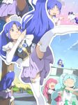  aino_megumi akinbo_(hyouka_fuyou) alternate_form bad_id bad_pixiv_id blue_eyes blue_hair blue_skirt commentary_request cure_fortune cure_lovely cure_princess dancing gurasan_(happinesscharge_precure!) hair_ornament happinesscharge_precure! hikawa_iona long_hair macadamia_hula_dance magical_girl montage multiple_girls pink_eyes pink_hair ponytail precure shirayuki_hime skirt smile thighhighs twintails wide_ponytail wrist_cuffs 