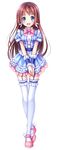  blue_eyes brown_hair dress frills long_hair long_legs mukaido_manaka nagi_no_asukara porori_(yyiyi1234) standing thighhighs 