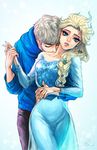  1boy 1girl crossover ebiko-chan elsa_(frozen) frozen_(disney) jack_frost_(rise_of_the_guardians) rise_of_the_guardians sequins 