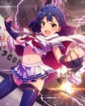  artist_request crop_top crop_top_overhang elbow_gloves fingerless_gloves gloves idol_heroes_(idolmaster) idolmaster idolmaster_million_live! looking_at_viewer midriff nanao_yuriko navel official_art open_mouth school_uniform serafuku skirt solo_focus thighhighs 