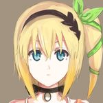  black_choker blonde_hair blue_eyes choker edna_(tales) expressionless face hair_ribbon hairband naminori ribbon short_hair side_ponytail solo tales_of_(series) tales_of_zestiria tress_ribbon 