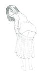 barefoot monochrome original short_hair sketch skirt solo traditional_media yoshitomi_akihito 