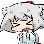  animal_ears bad_id bad_pixiv_id crying fang hat inubashiri_momiji inunoko. silver_hair solo tail tokin_hat touhou wolf_ears wolf_tail 