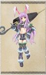  alternate_costume animal_ears armor bunny_ears gunlance hand_on_hip highres kirin_(armor) long_hair monster_hunter navel purple_hair red_eyes reisen_udongein_inaba shirasaki_(19295604) solo touhou umbrella very_long_hair 