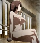  1girl breasts eyes_closed highres hyakka_ryouran_samurai_girls large_breasts nude sitting solo stitched tokugawa_sen 