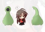  &gt;_&lt; arms_behind_back bad_id bad_pixiv_id brown_hair chibi closed_eyes flying_sweatdrops long_hair mizuki_(lv43) open_mouth squiggle zoom_layer 