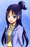  bad_id bad_pixiv_id blue_background blue_eyes blue_hair blush c-wing futari_wa_precure_splash_star jacket long_hair mishou_mai open_mouth ponytail precure smile star 