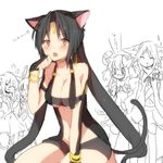  animal_ears bracelet breasts espeon facial_mark fang forehead_mark gen_2_pokemon gen_4_pokemon gen_6_pokemon glaceon jewelry large_breasts leafeon long_hair multiple_girls open_mouth paw_pose personification pokemon red_eyes sketch solo_focus sylveon takeshima_(nia) umbreon very_long_hair 