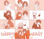  3girls absurdres bad_id bad_pixiv_id blush closed_eyes ene_(kagerou_project) enomoto_takane hair_ornament hairclip headphones heart heart_hands heart_hands_duo heart_trace highres hug kagerou_project kisaragi_shintarou kokonose_haruka konoha_(kagerou_project) long_hair mochiko_(sunshine20) multiple_boys multiple_girls multiple_persona one_eye_closed scarf school_uniform serafuku short_hair smile tateyama_ayano tears twintails 