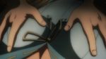  1girl animated animated_gif breast_grab breasts grabbing hyakka_ryouran_samurai_girls large_breasts yagyuu_gisen 