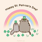  ambiguous_gender animated cat cute english_text feline fur grass grey_fur happy hat holidays mammal plain_background pusheen pusheen_corp rainbow shamrock simple_background st._patrick&#039;s_day st._patrick's_day text whiskers 