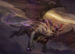  flying horn magic_the_gathering mane manticore min_yum open_mouth solo teeth wings yellow_eyes 