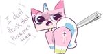  english_text female horn lego plain_background pussy text the_lego_movie unikitty unknown_artist white_background 
