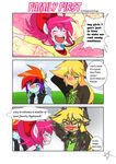  anthro anthrofied applejack_(mlp) bandanna blonde_hair blue_eyes blush bow clothing comic cowboy_hat equine female friendship_is_magic hair hat horse mammal multi-colored_hair my_little_pony pegasus pink_hair pinkie_pie_(mlp) pony purple_eyes rainbow_dash_(mlp) rainbow_hair thegreatrouge wings 