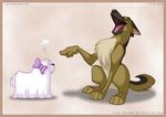  angry annoyed bow_tie canine cartoon cute dog feral german_shepherd humor laugh maltese mammal plain_background pointing spunky white_background 