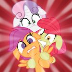  amber_eyes apple_bloom_(mlp) bow equine female friendship_is_magic green_eyes group hair horn horse jadedjynx looking_at_viewer mammal my_little_pony pegasus pony purple_eyes purple_hair red_hair scared scootaloo_(mlp) sweetie_belle_(mlp) two_tone_hair unicorn wings 