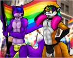  aurabeedit briefs canine collar dog feather_boa flag fox fur gay hair husky ifritx male mammal multi-colored_hair parade pride public purple_fur rainbow_hair super_gay thong underwear xerxesqados 