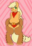  anthro applejack_(mlp) assless_chaps bandanna blonde_hair deejayhan equine female friendship_is_magic fur gloves green_eyes hair happy horse long_hair mammal my_little_pony one_eye_closed orange_fur panties pony smile solo standing thigh_gap underwear wide_hips 