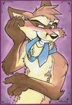  bust canine chewing fender furaffinity grin male mammal marymouse necktie plain_background solo white_background 