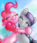  blue_eyes clothing duo equine eyes_closed female feral friendship_is_magic fur grey_fur hair happy horse hug kelisah mammal maud_pie_(mlp) my_little_pony one_eye_closed outside pink_fur pink_hair pinkie_pie_(mlp) pony purple_hair sibling sisters smile 