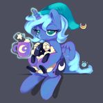  blue_eyes blue_hair caprine cup cutie_mark ende equine female friendship_is_magic glowing hair hat horn horse hug magic mammal marshmallow moon mug my_little_pony night_cap plushie pony princess_luna_(mlp) sheep solo sparkles star winged_unicorn wings young 