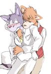  ???? canine clothing dog eyewear hug kototani_kaiki male mammal monocle moriarty plain_background sherlock_hound sherlock_hound_(series) 