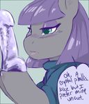  aries84 blush crystal dialog dildo english_text equine female friendship_is_magic horse mammal maud_pie_(mlp) my_little_pony phallus pony sex_toy solo text 