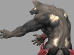  anthro back biceps big_muscles black_fur black_nose brown_fur canine captainjohkid claws clothing fur grey_background male mammal muscles orange_eyes pants pecs plain_background pose solo standing tan_fur toned topless vein were werewolf wolf 