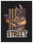  badge canine carrier con conbadge contractor dog flag german german_shepherd government gun mammal military pistol plate police ranged_weapon shepherd street street_(character) streetdog vest weapon wielder wolf 