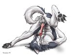  animal_genitalia autofellatio balls canine canine_penis claws erection knot looking_at_viewer male mammal masturbation nude oral penis plain_background sheath solo toe_claws tongue upside_down white_background wolf wookiee_(artist) 
