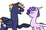  crystal_clarity cutie_mark equine female friendship_is_magic fur green_eyes hair horn horse hybrid kilala97 kirin male mammal multi-colored_hair my_little_pony original_character pegasus plain_background pony prism_bolt purple_hair rainbow_hair wings 