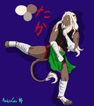  black_fur body_hair braid chest_tuft feline fight fur hair happy_trail karate lion long_hair mammal solo t.a.k.a. tuft white_hair wraps 