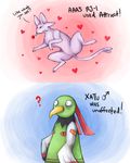  ? attract avian blush duo eeveelution english_text espeon flower fyriwolf666 lying male nintendo on_back pok&#233;mon pok&eacute;mon presenting rose shocked spread_legs spreading text twitch_plays_pokemon unknown_artist video_games xatu 