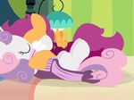  dtcx97 equine female friendship_is_magic fur hair horn horse lesbian mammal my_little_pony orange_fur pegasus pony scootaloo_(mlp) sweetie_belle_(mlp) two_tone_hair unicorn white_fur wings young 