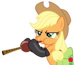  absurd_res alpha_channel applejack_(mlp) blonde_hair cowboy_hat equine female feral flute friendship_is_magic green_eyes hair hat hi_res horse mammal masemj musical_instrument my_little_pony plain_background pony saddle_bag solo transparent_background 