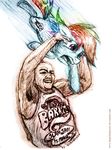  bald basketball blue_fur charles_barkley cutie_mark equine female friendship_is_magic fur horse human jersey logo mammal my_little_pony nba paradigm-zero quaraezha rainbow_dash_(mlp) scared slam_jam teeth uniform 