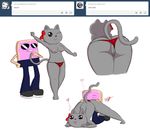  anthro anus biting_lip blush bow butt cat english_text eyewear feline female mammal nyan_cat nyan_ho panties plain_background pop-tart pussy sunglasses text timoteihiv tumblr underwear white_background 