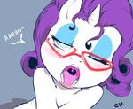  anthro anthrofied blue_eyes blush cold-blooded-twilight equine eyelashes eyeshadow eyewear female friendship_is_magic fur glasses hair horn horse looking_at_viewer makeup mammal my_little_pony one_eye_closed open_mouth oral_begging pony purple_hair rarity_(mlp) solo teeth tongue unicorn white_fur 