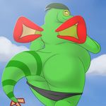  anthro anthrofied back_turned ben300 big_butt butt chubby clothed clothing cloud dragon exposed flygon flying half-dressed happy huge_butt looking_back looking_up male naughty_face nintendo outside overweight pok&#233;mon pok&eacute;mon sky smile solo underwear undressing video_games wings 