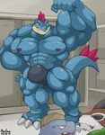  &lt;3 abs anthro biceps big_muscles bulge caprine claws feraligatr flexing goat gogoat group hyper hyper_muscles jealous machoke maldu male mammal muscles nintendo nipples pecs pok&#233;mon pok&eacute;mon pose scalie standing tongue tongue_out video_games 