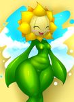  anthro anthrofied blush breasts chubby elpatrixf female flora_fauna flower happy navel nintendo nipples nude open_mouth pok&#233;mon pok&eacute;mon pussy smile solo standing sunflora sunflower thick_thighs tongue video_games wide_hips 