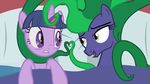  bed bedroom_eyes dtkraus equine female friendship_is_magic frown gritted_teeth horn horse lesbian mammal mane-iac_(mlp) my_little_pony pony smile tentacle_hair twilight_sparkle_(mlp) unicorn wide_eyed wide_eyes 