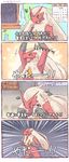  &gt;_&lt; ?! abstract_background blaziken blue_eyes comic doessummer eyes_closed feral flower japanese_text nintendo open_mouth pok&#233;mon pok&eacute;mon raining red_skin text translation_request video_games 