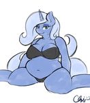  anthro anthrofied blue_body blue_eyes blue_hair bra chubby crispychris equine female friendship_is_magic hair half-closed_eyes horn horse looking_at_viewer mammal my_little_pony navel panties pony smile solo trixie_(mlp) underwear unicorn 