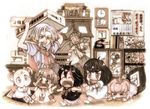  age_regression ass baby black_hair blonde_hair blue_eyes bow box brown_hair calendar_(object) child dokonjou_gaeru dress drill_hair falling french gamagoori_ira guts_(kill_la_kill) hair_bow harime_nui hououmaru_rei inumuta_houka jakuzure_nonon junketsu kill_la_kill kiryuuin_ragyou kiryuuin_satsuki maneki-neko mankanshoku_mako mankanshoku_sukuyo matoi_ryuuko multicolored_hair multiple_girls no_eyepatch ousawa_ugetsu phone pink_hair pyonkichi rainbow_hair sanageyama_uzu senketsu sepia sewing_machine short_hair short_twintails tears twin_drills twintails what_if younger 