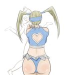  ass blue_leotard decapre from_behind garrison_cap hair_tubes hat heart_cutout leotard mask multiple_girls rainbow_mika shrug solo_focus street_fighter street_fighter_iv_(series) troll_face twintails wrestling_outfit 