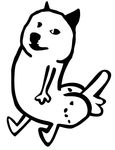  black_and_white black_nose butt canine dickbutt dog doge dogebutt fusion looking_at_viewer mammal meme monochrome penis plain_background shiba_inu unknown_artist what what_has_science_done white_background 